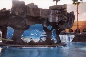 Hand Made Ceramic Tile Mural on Pool Waterfall