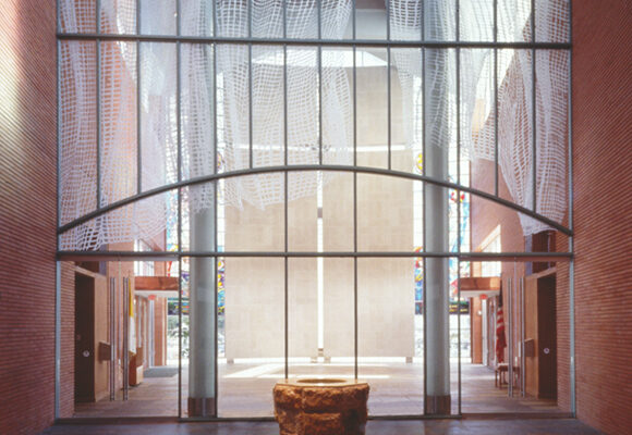 Etched Glass Wall, St. Vincent de Paul Church, Houston Texas